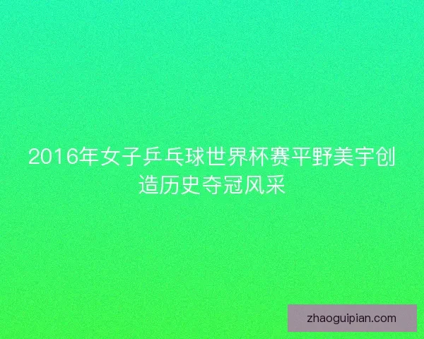 2016年女子乒乓球世界杯赛平野美宇创造历史夺冠风采