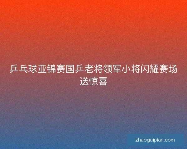 乒乓球亚锦赛国乒老将领军小将闪耀赛场送惊喜